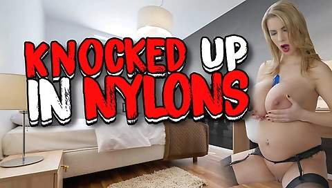 Knocked Up In Nylons - Huge Tits Blonde Preggo - Sexlikereal